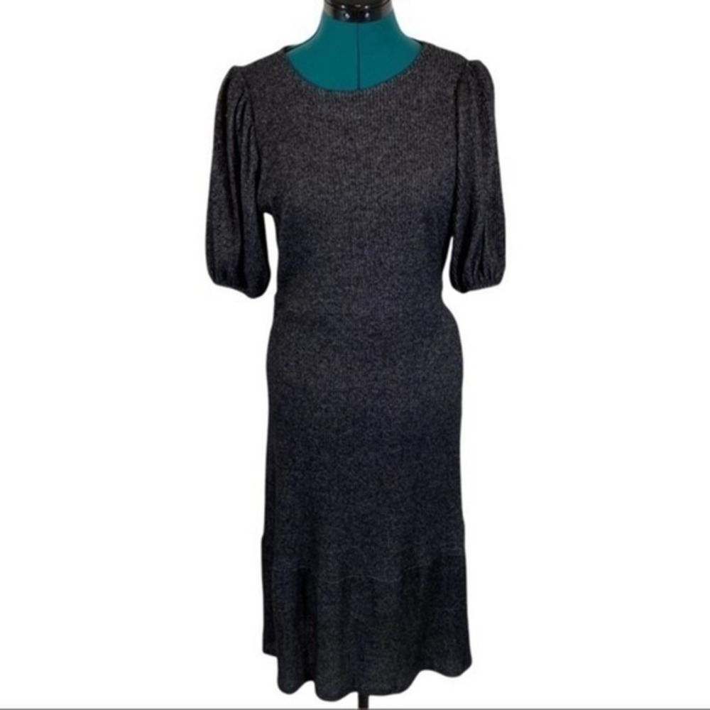Max + Ash Knit Sweater Midi Career Dress Puff Sleeve Size M‎ NWOT